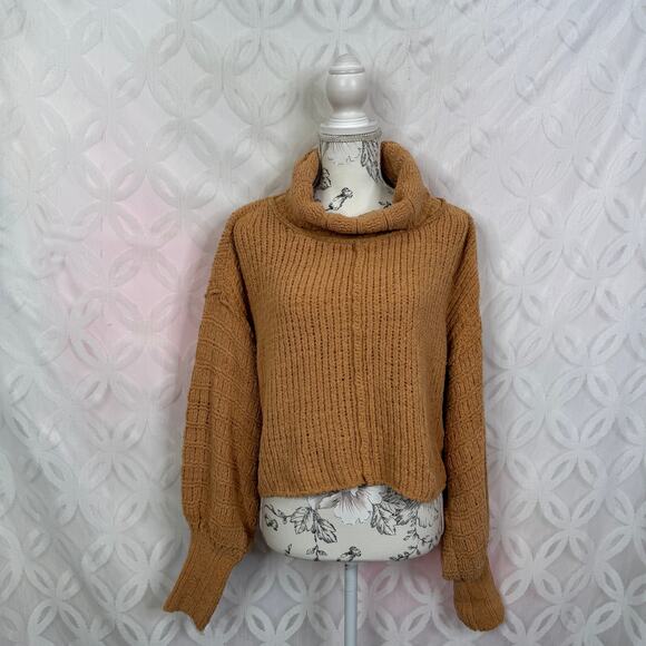 Free People Be Yours Cowl Neck Sweater Camel Size XS - Picture 4 of 11